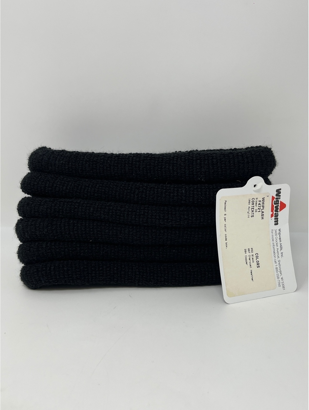 NWT Vintage Wigwam Whiplash Headband Ear Warmer Black Knit One Size USA Made